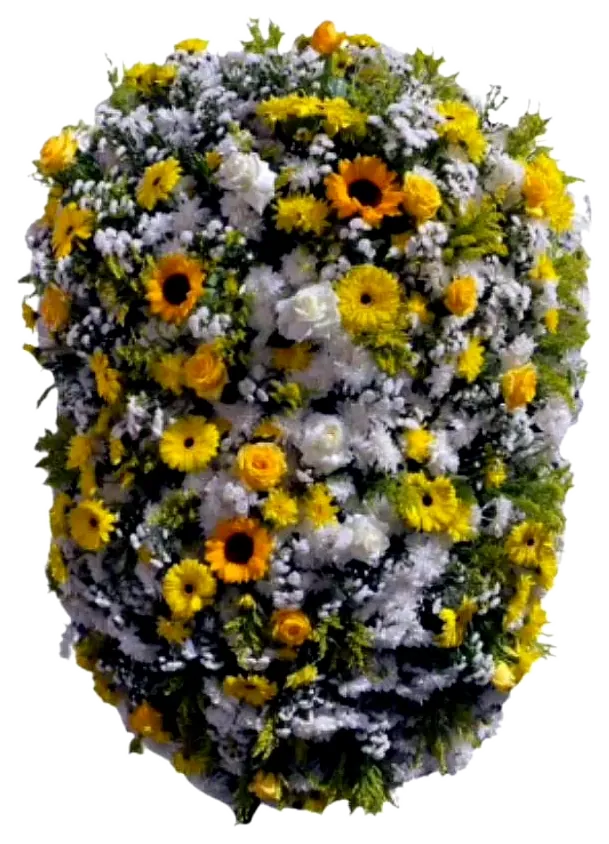 Coroa Luxo Amarela (Modelo A) para velório — Cemitério da Vila Formosa