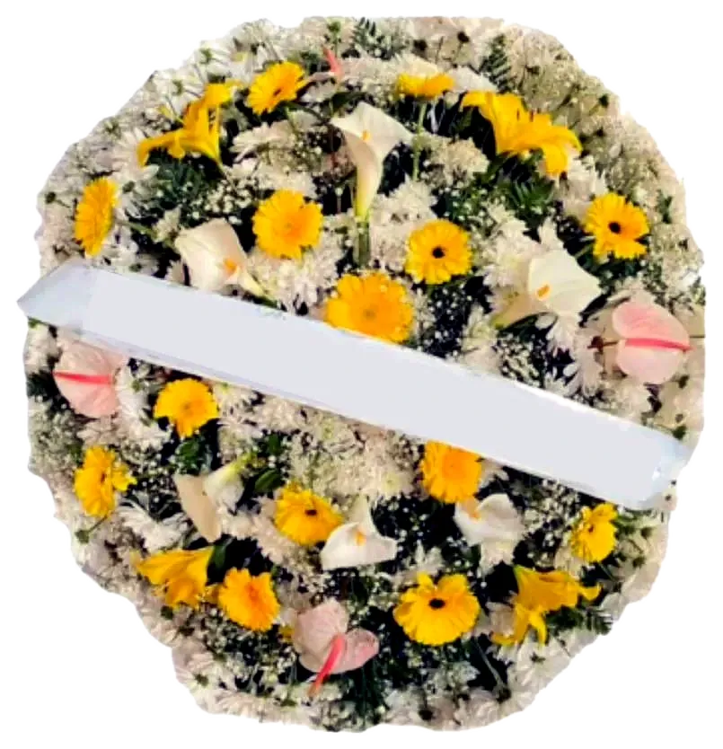 Coroa Luxo Amarela (Modelo B) para velório — Cemitério da Vila Formosa
